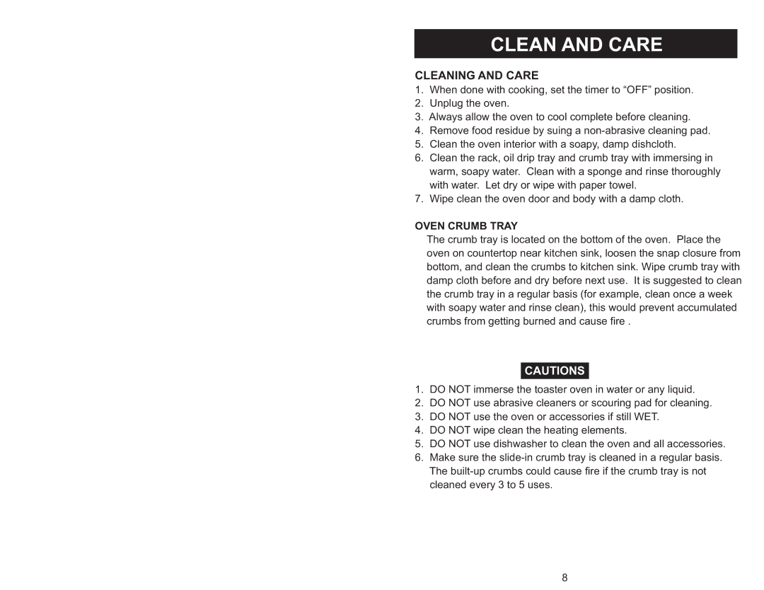 Aroma ABT-218SB instruction manual Clean and Care, Cleaning and Care 