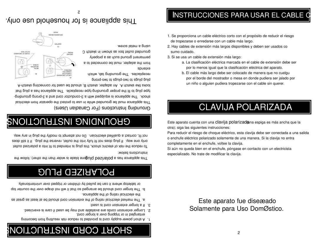 Aroma ACU-040 instruction manual Polarizada Clavija, Doméstico Uso para Solamente diseñado fue aparato Este 