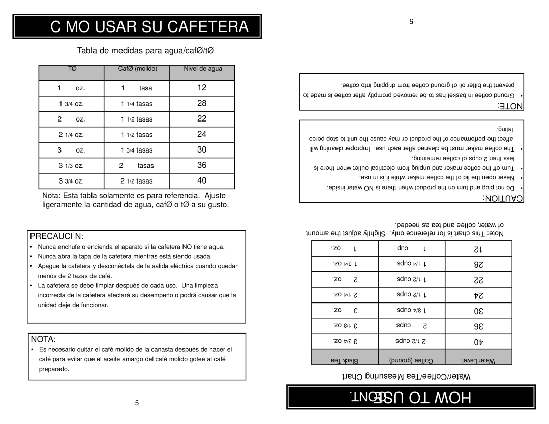 Aroma ACU-040 instruction manual USE to HOW, Tasa 4 oz 4 tasas 2 tasas 3 oz Tasas 