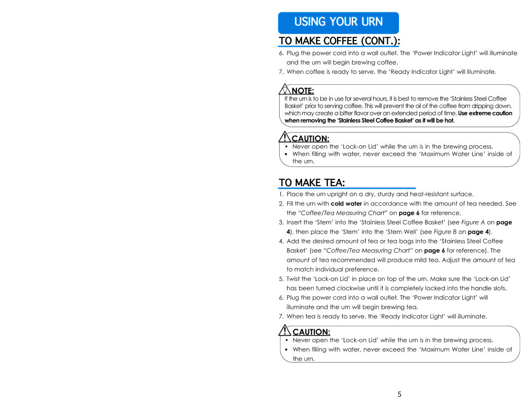 Aroma ACU-140S instruction manual Tommakemcoffeemcont, Tommakemtea 