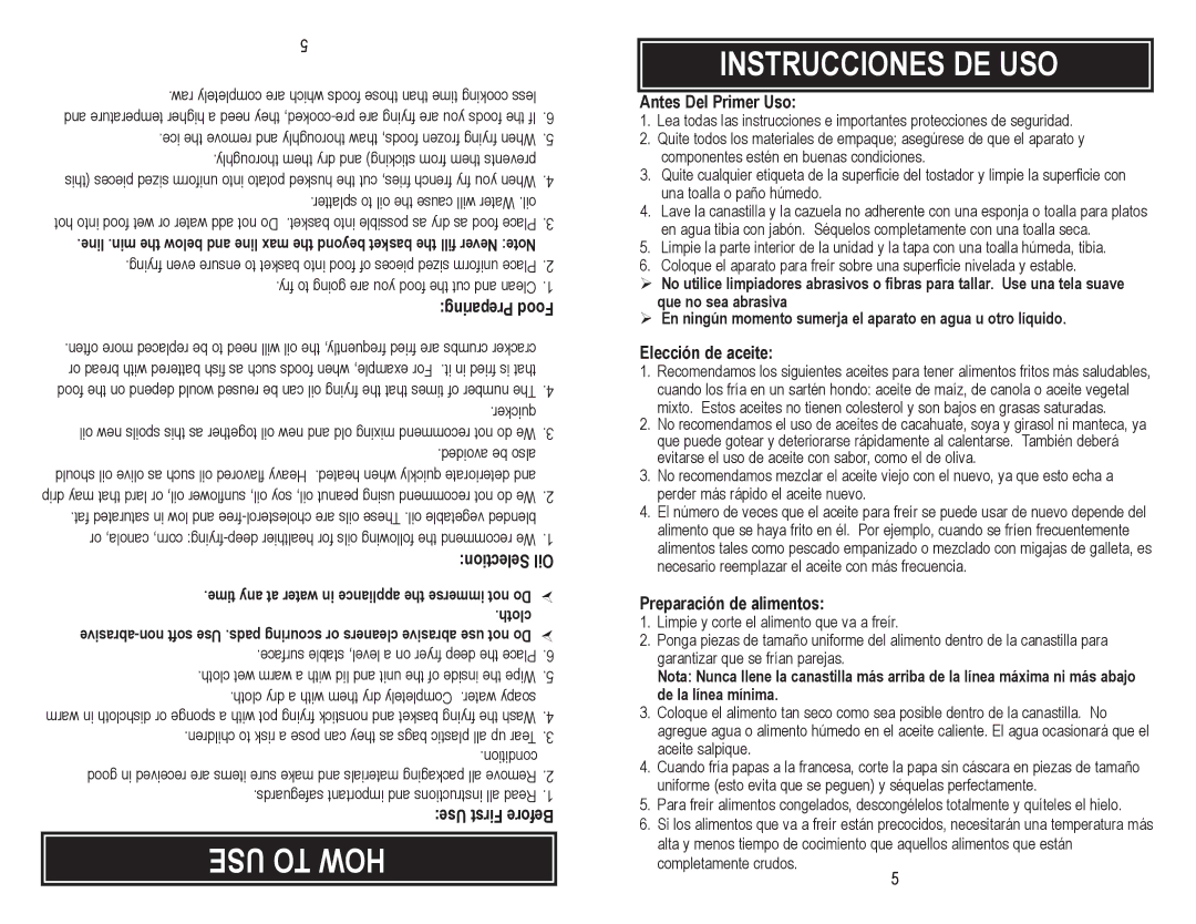 Aroma ADF-182 instruction manual USE to HOW Instrucciones DE USO 