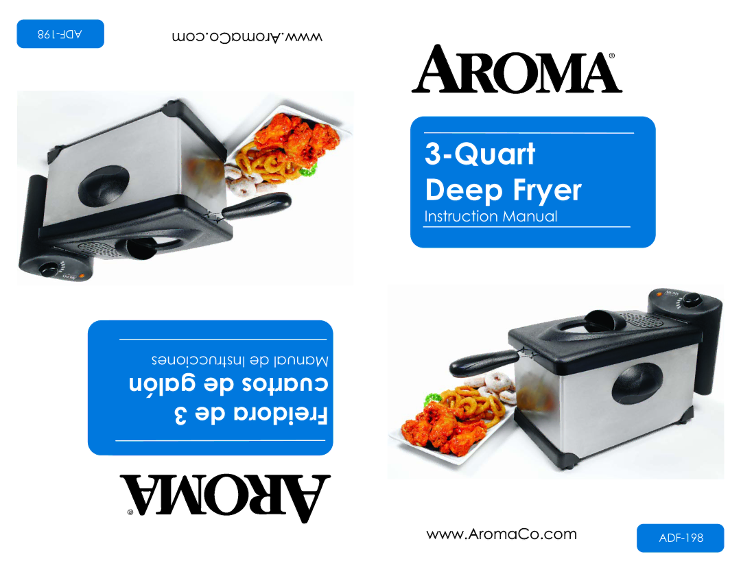 Aroma ADF-198 instruction manual Quart Deep Fryer 