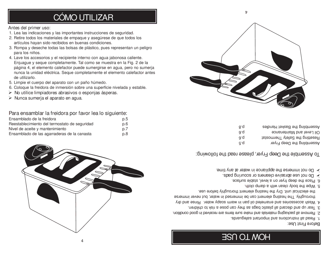 Aroma ADF-212 instruction manual Cómo Utilizar, USE to HOW 