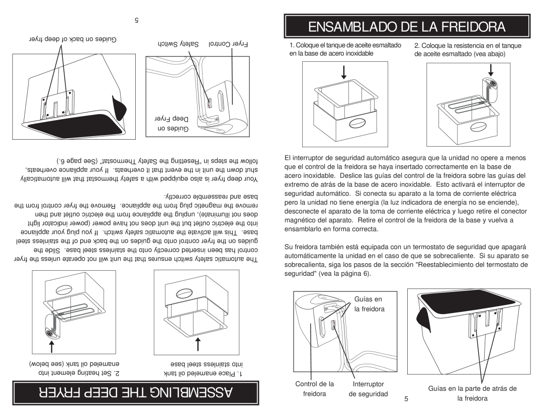Aroma ADF-212 instruction manual Fryer Deep The Assembling, Ensamblado De La Freidora 