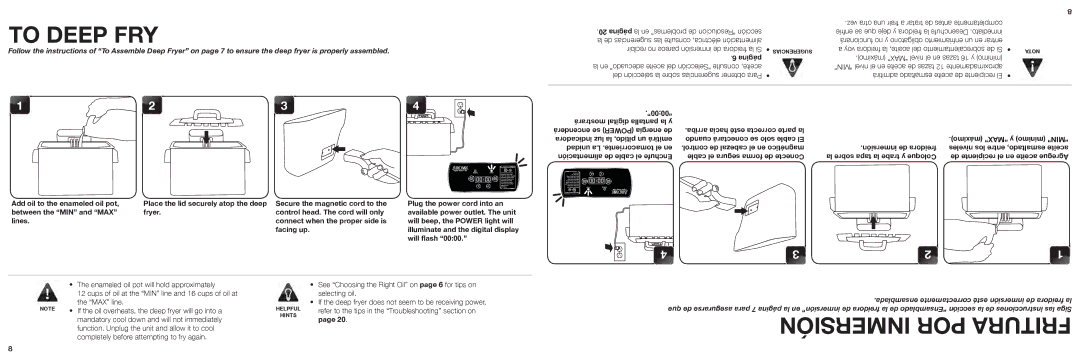 Aroma ADF-232 instruction manual To Deep FRY, Inmersión POR Fritura 