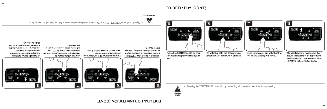 Aroma ADF-232 instruction manual To Deep FRY, Inmersión POR Fritura 