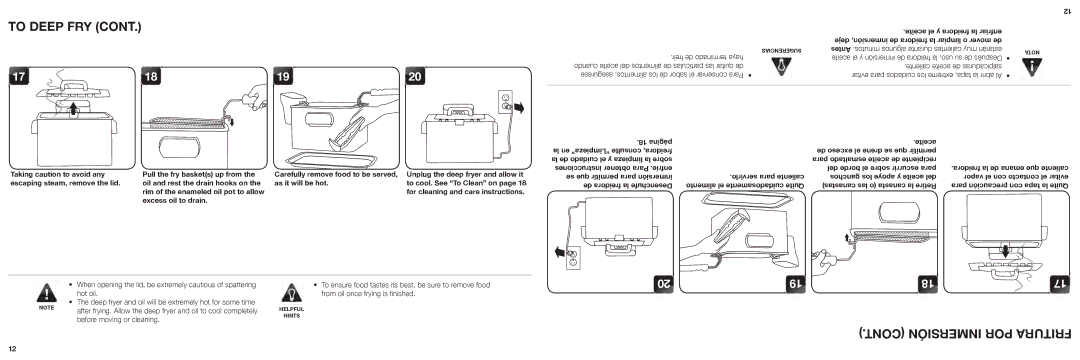 Aroma ADF-232 De freidora la Desenchufe, Canastas las o canasta la Retire, Hot oil, Before moving or cleaning 