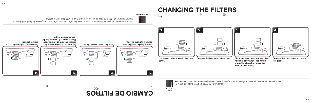 Aroma ADF-232 instruction manual Changing the Filters, Filtros DE Cambio, Negro ltros los Retire 