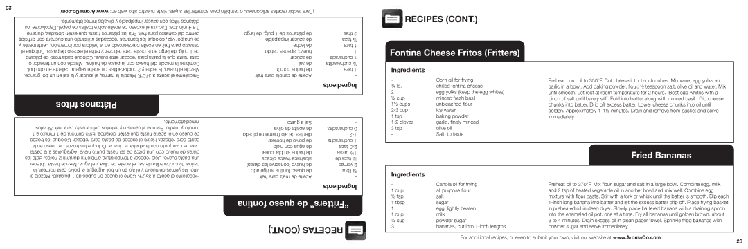 Aroma ADF-232 instruction manual Recetas 