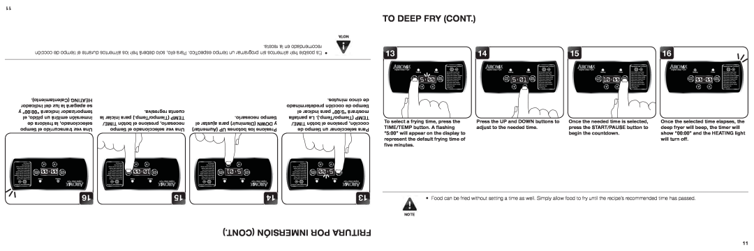 Aroma ADF-232 instruction manual To Deep Fry Cont, Cont Inmersión Por Fritura, 1000, 0000 