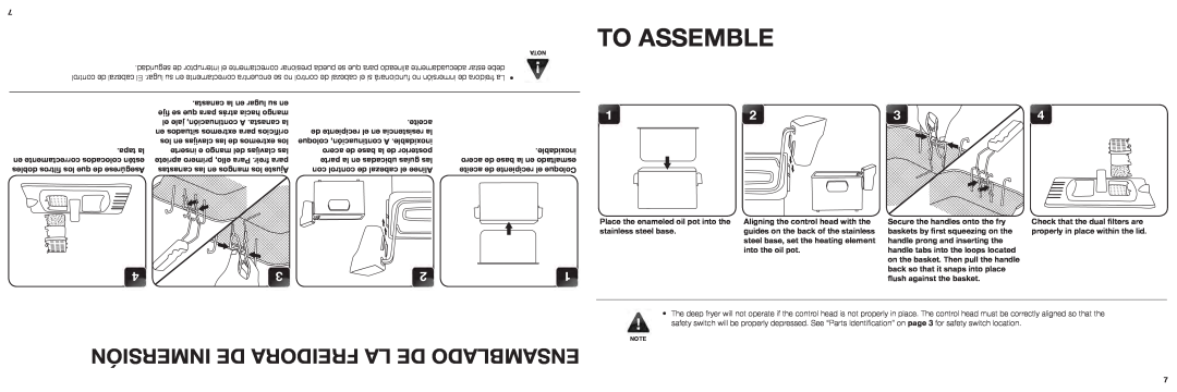 Aroma ADF-232 instruction manual To Assemble, Inmersión De Freidora La De Ensamblado 
