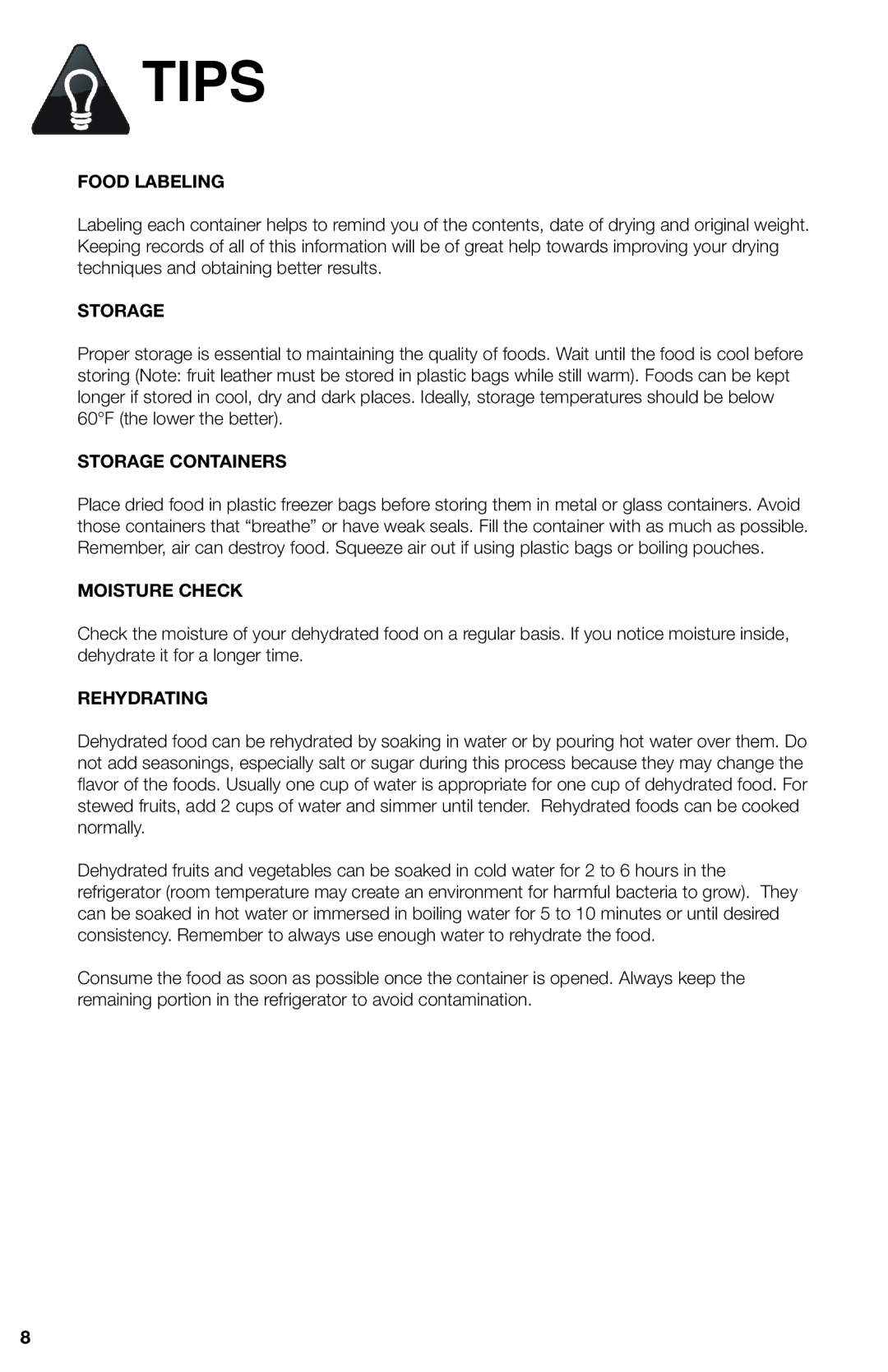 Aroma AFD-815B manual Tips, Food Labeling 