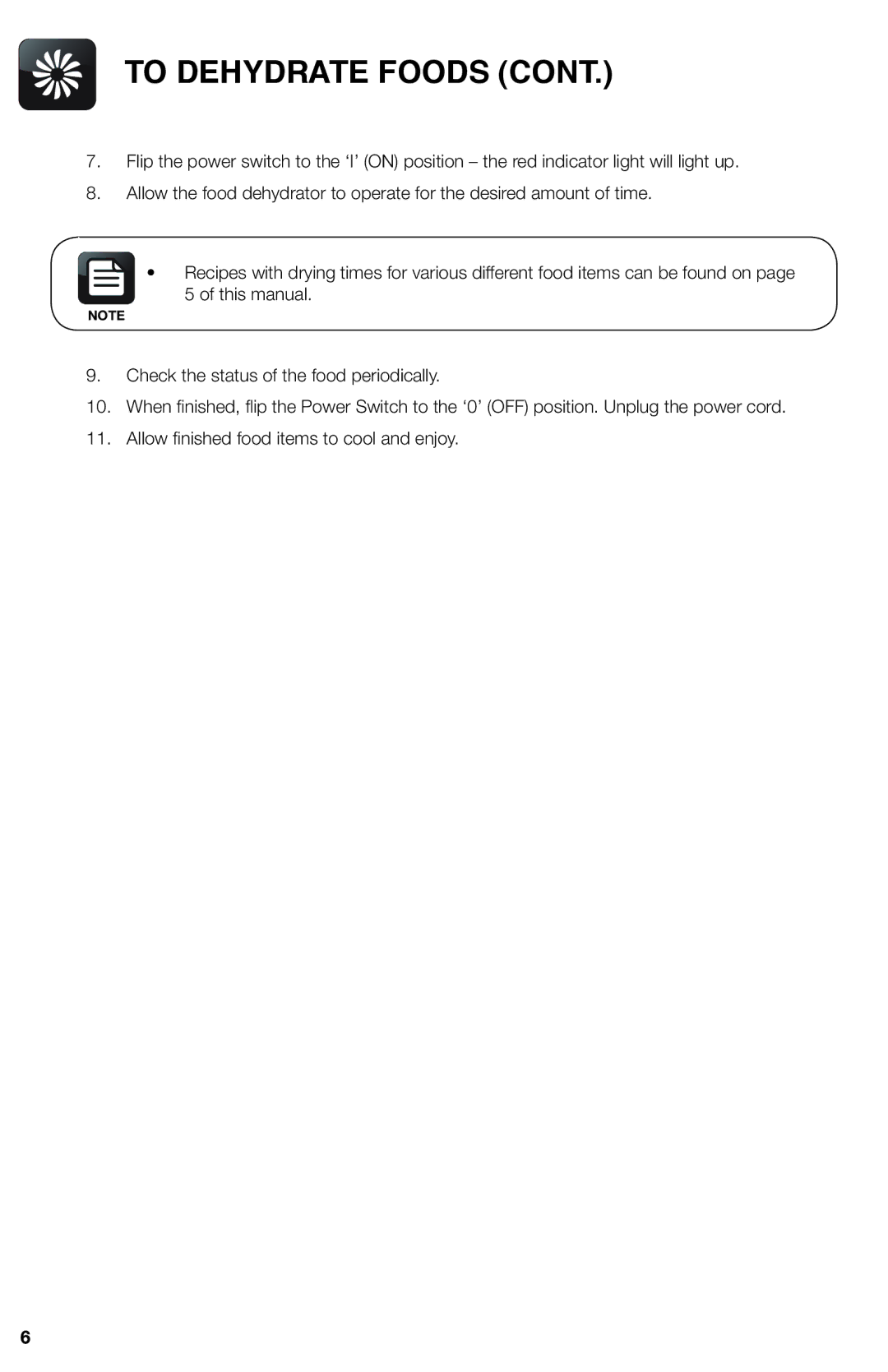 Aroma AFD-815B manual To Dehydrate Foods 