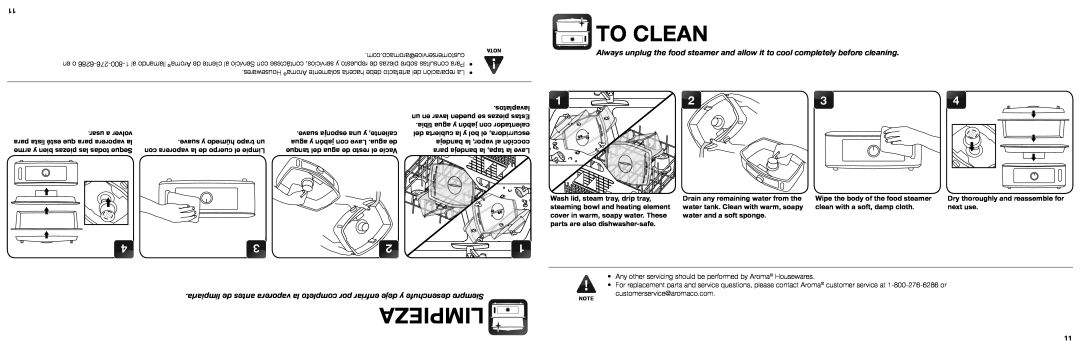 Aroma AFS-210S instruction manual To Clean 