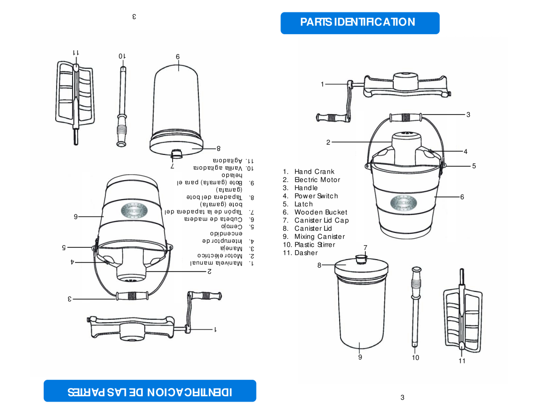 Aroma AIC-234 instruction manual Parts Identification, Partes Las De Identificacion 