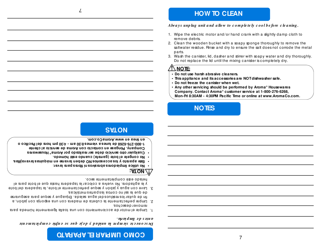 Aroma AIC-234 instruction manual How To Clean, Notas, Aparato El Limpiar Como 