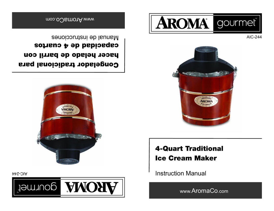 Aroma AIC-244 instruction manual Con barril de helado hacer para tradicional Congelador 