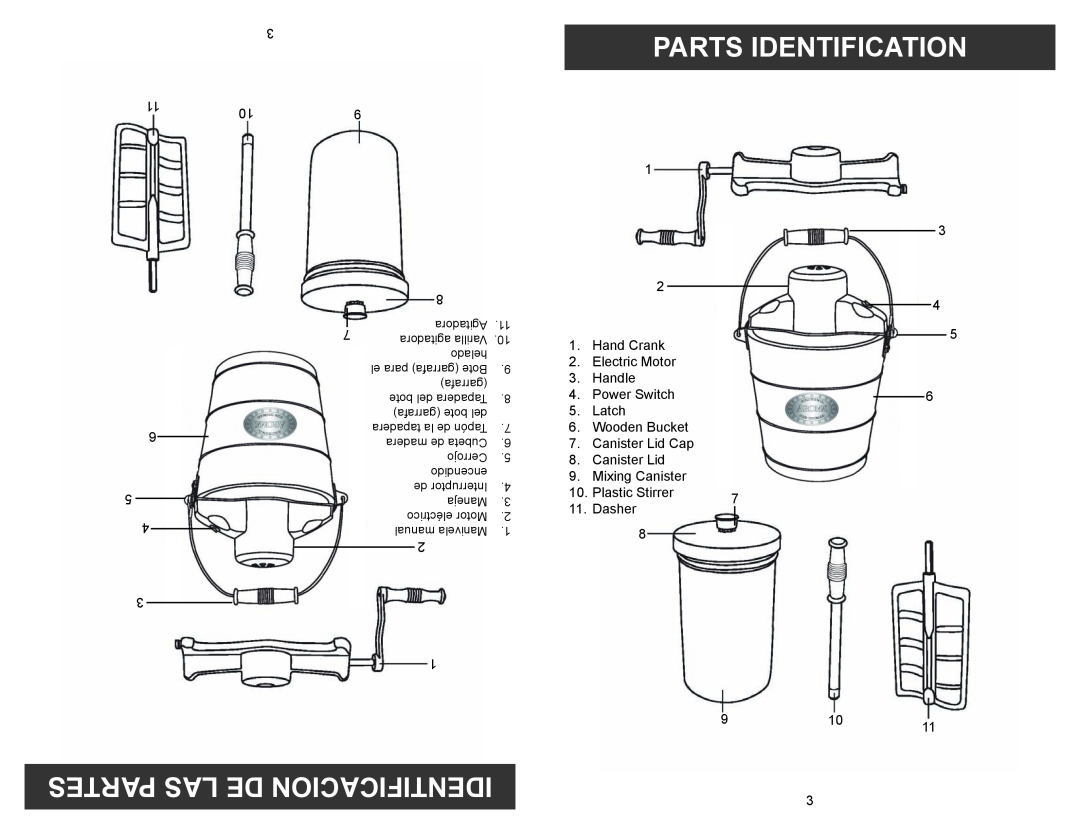 Aroma AIC-244 instruction manual Parts Identification, Partes Las De Identificacion 