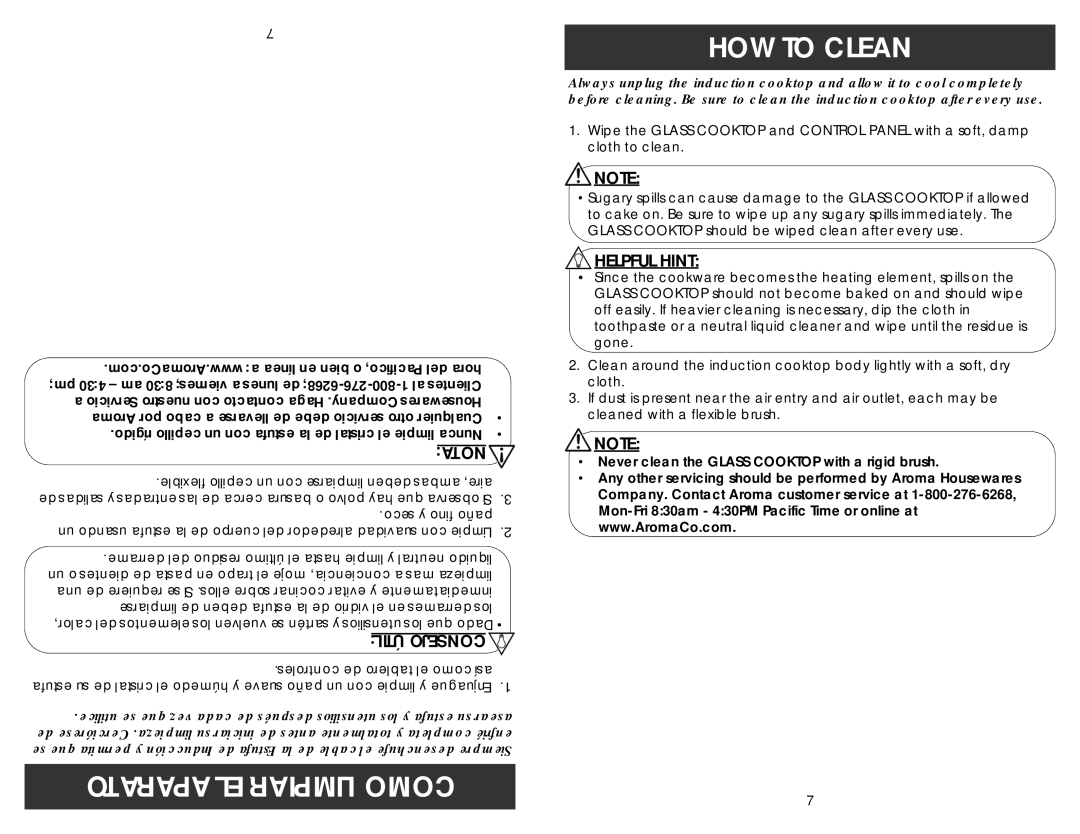 Aroma AID-506 instruction manual Aparato EL Limpiar Como HOW to Clean 