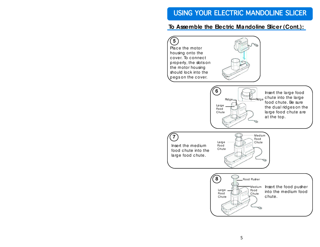 Aroma AMN-100 instruction manual To Assemble the Electric Mandoline Slicer 