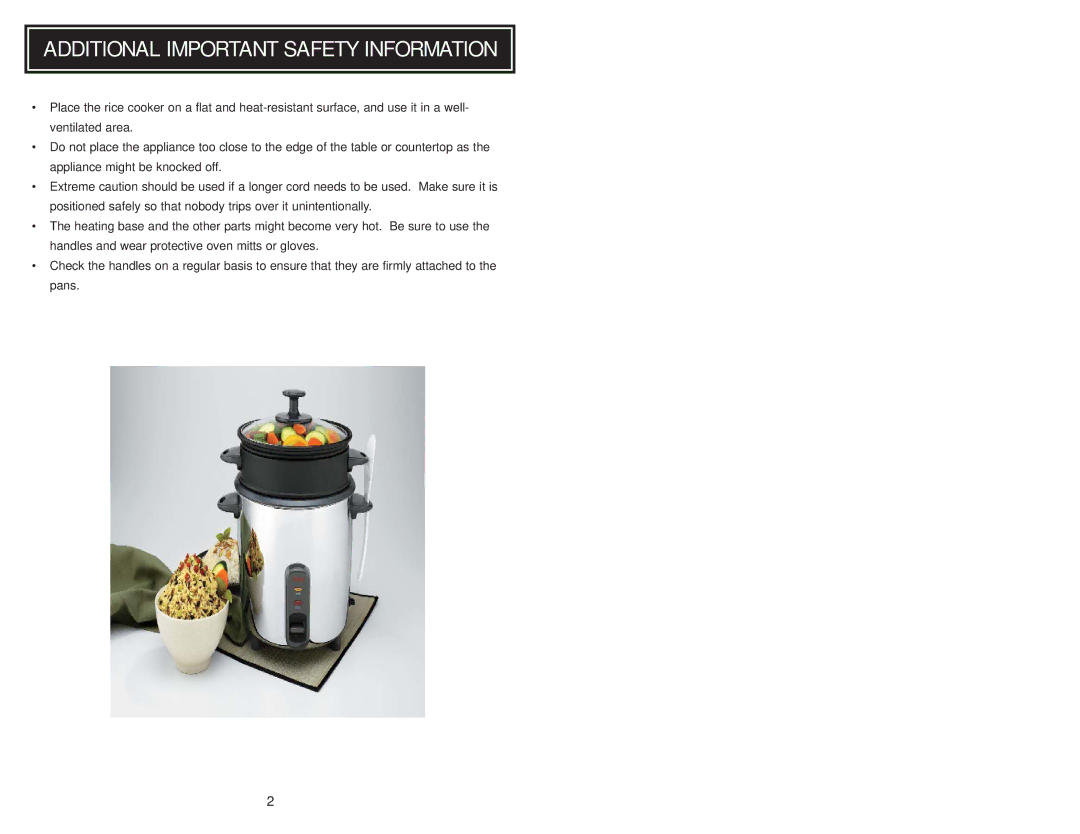 Aroma ARC-010-1SB, ARC010-1SB instruction manual Additional Important Safety Information 