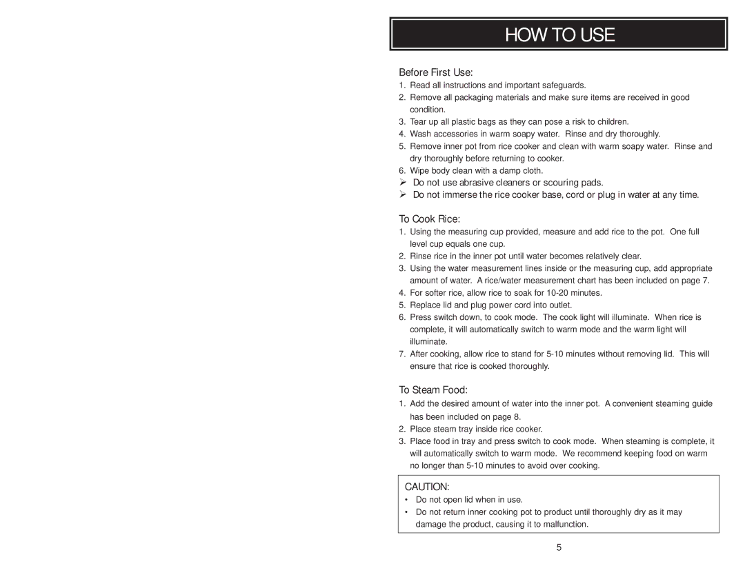 Aroma ARC010-1SB, ARC-010-1SB instruction manual HOW to USE, Before First Use 