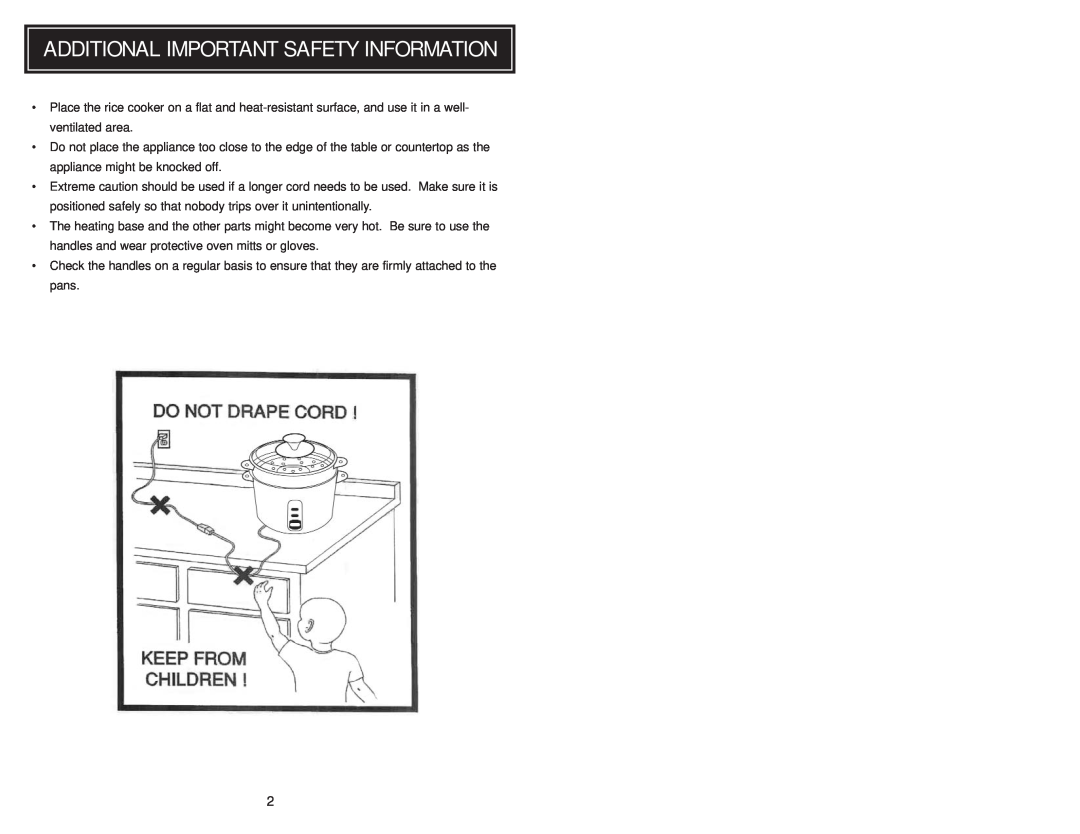Aroma ARC-010-1SB, ARC010-1SB instruction manual Additional Important Safety Information 