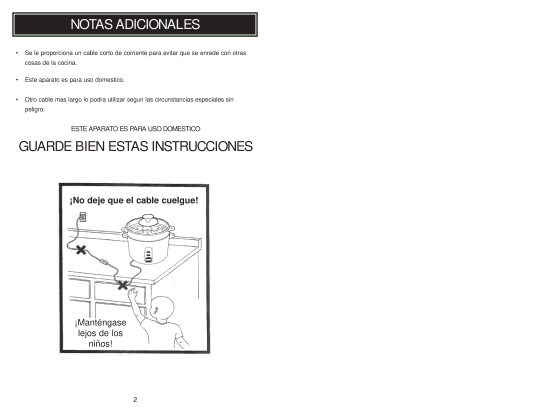 Aroma ARC-010-1SB instruction manual Notas Adicionales 