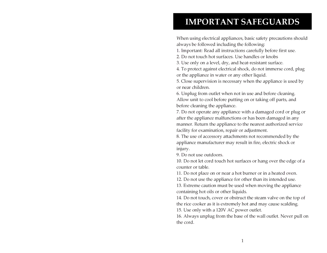 Aroma ARC-1024E instruction manual Important Safeguards 