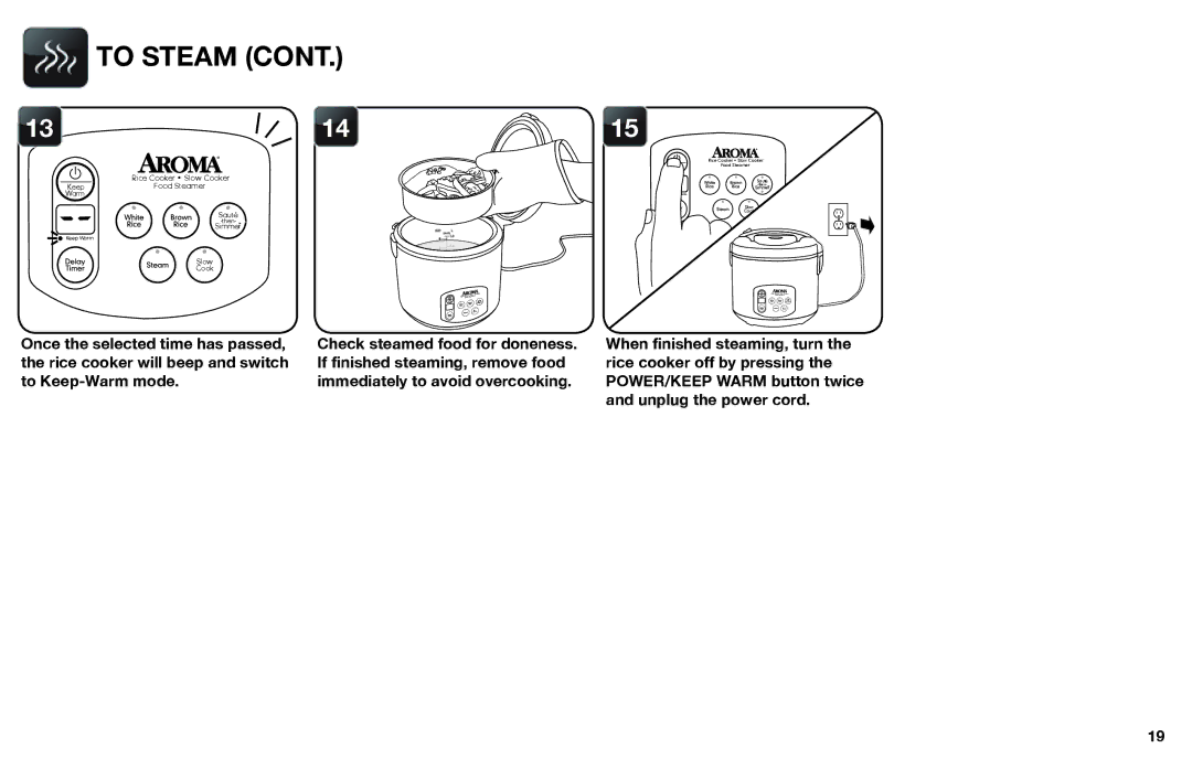 Aroma ARC-1030SB instruction manual Then Keep Warm 