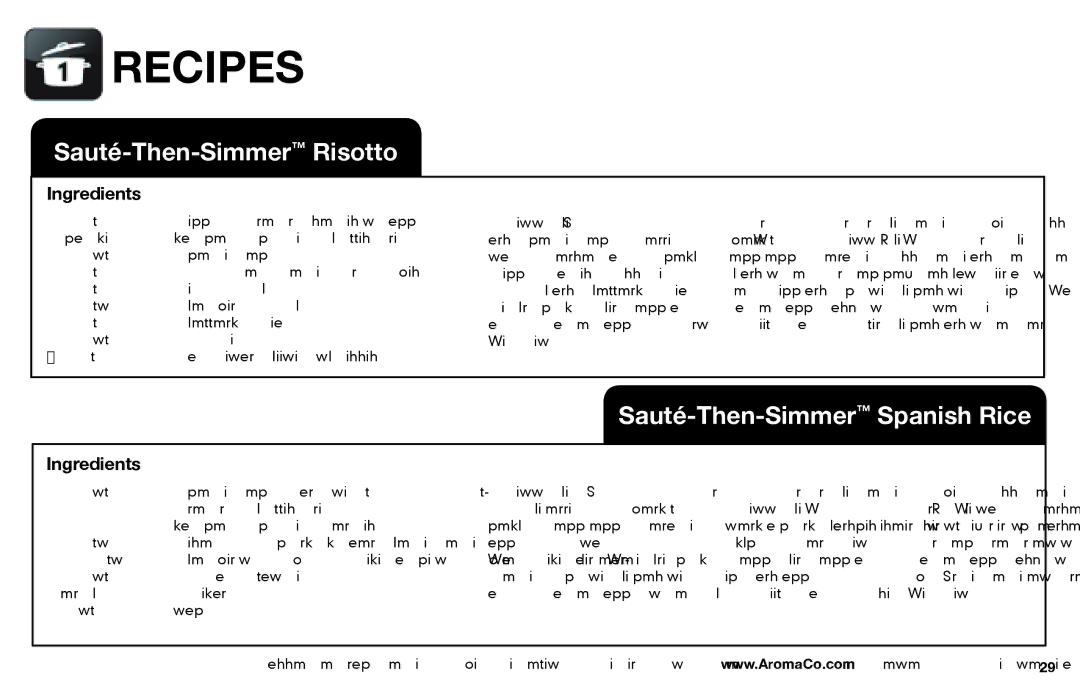 Aroma ARC-1030SB instruction manual Recipes, Sauté-Then-SimmerRisotto 