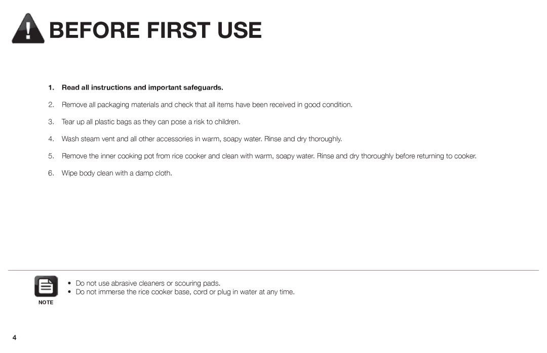 Aroma ARC-1030SB instruction manual Before First USE, Read all instructions and important safeguards 