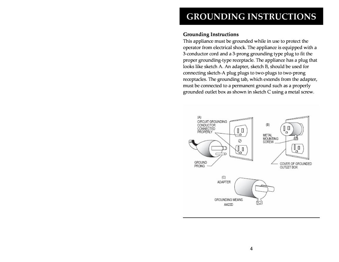 Aroma ARC-1033E instruction manual Grounding Instructions 