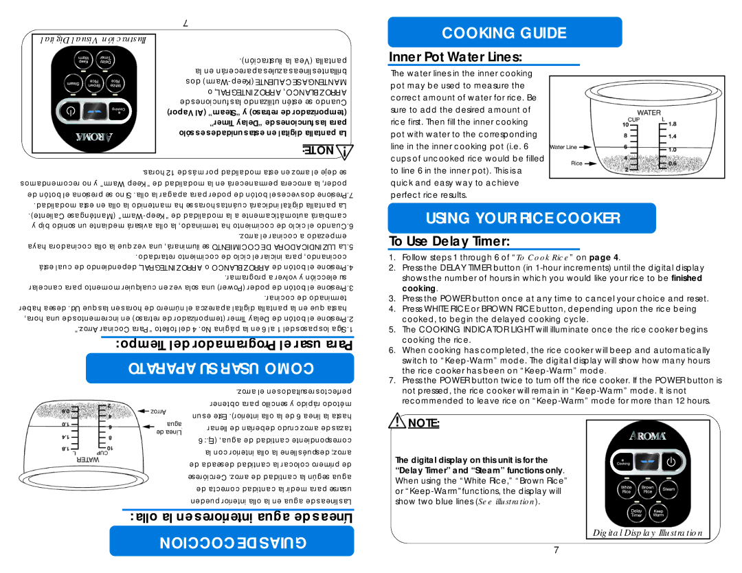 Aroma ARC-150SB instruction manual Inner Pot Water Lines, To Use Delay Timer 