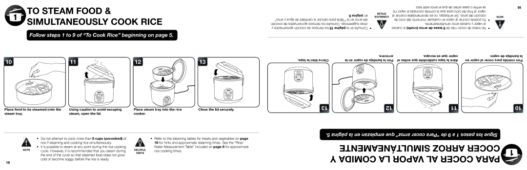 Aroma ARC-150SB manual Agua de cantidad la calcular para “Tabla la en arroz del, De más cocer de trates No 