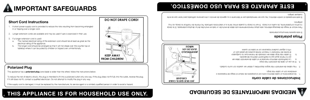 Aroma ARC-150SB manual Peligro cualquier, Peligroso, If a longer extension cord is used, Electrical rating of the appliance 