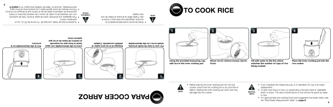 Aroma ARC-150SB manual To Cook Rice, Arroz Cocer Para, Damage the rice cooker 