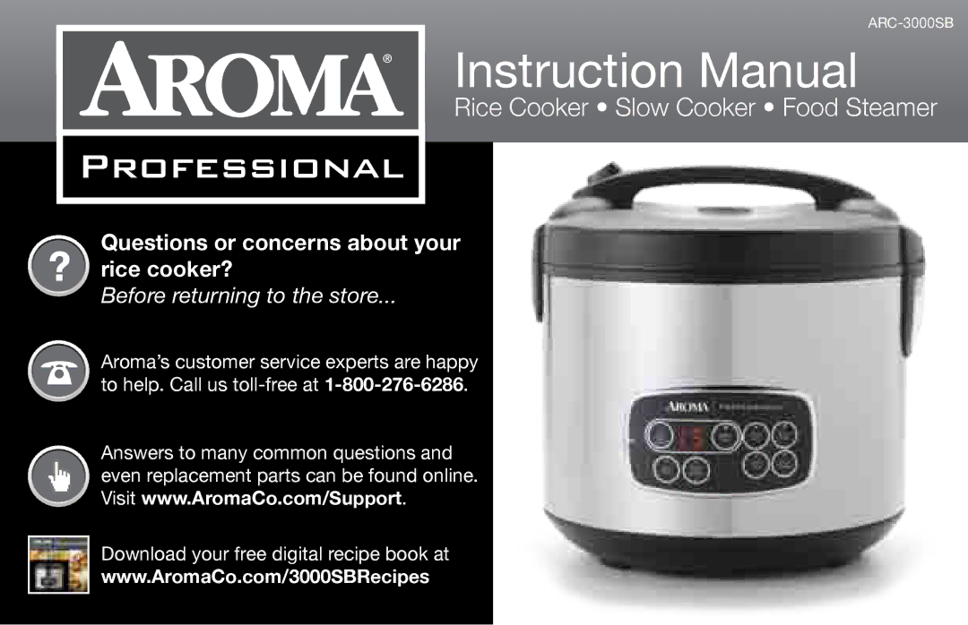 Aroma ARC-3000SB instruction manual Professional 