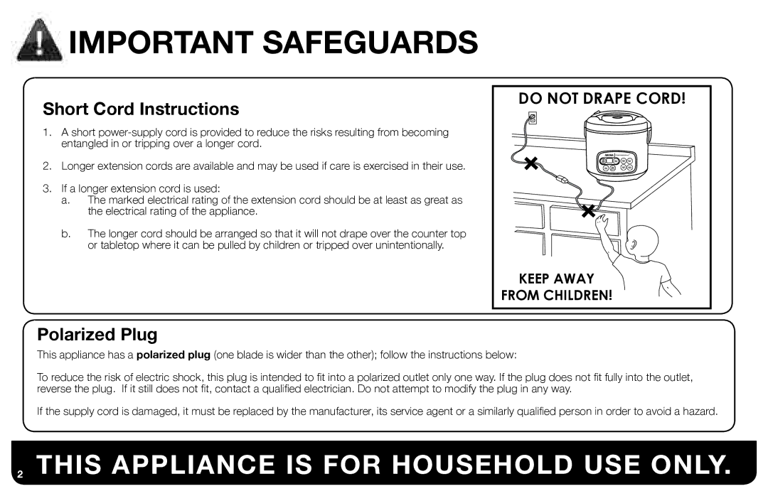 Aroma ARC-3000SB instruction manual This Appliance is for Household USE only 