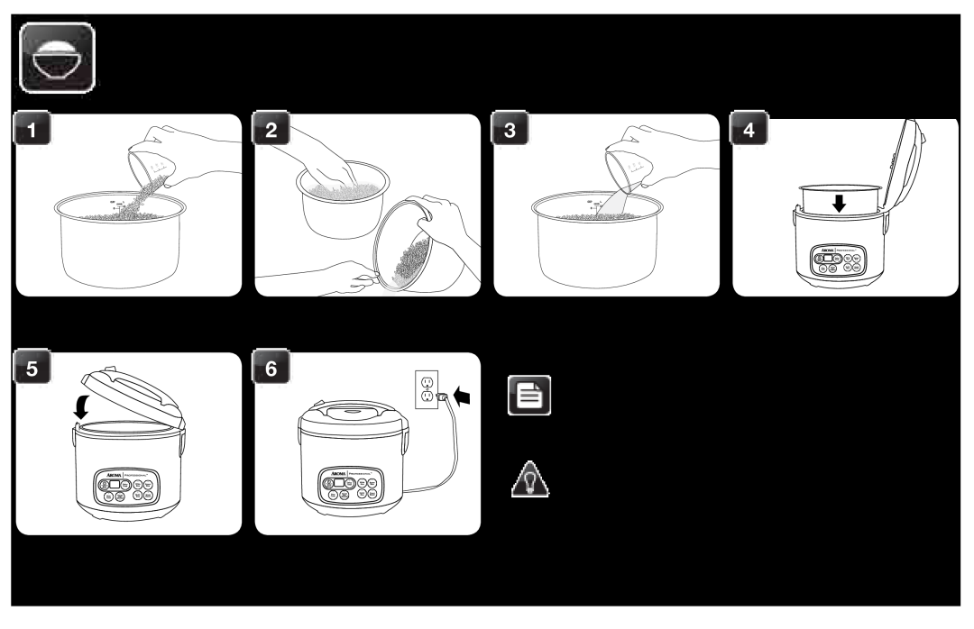 Aroma ARC-3000SB instruction manual To Cook Rice 