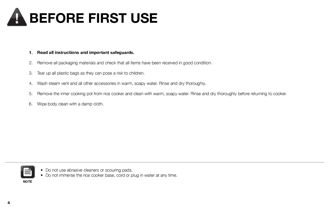 Aroma ARC-526 instruction manual Before First USE, Read all instructions and important safeguards 