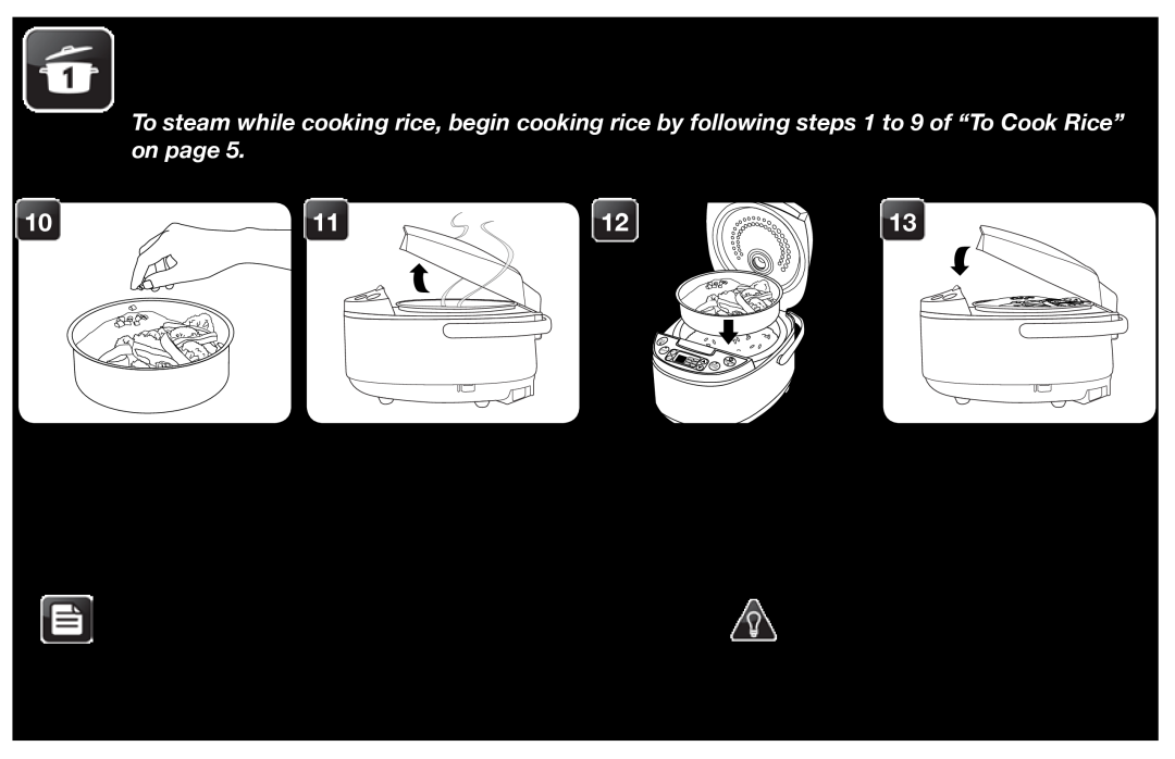Aroma ARC-526 instruction manual To Steam Food & Simultaneously Cook Rice 