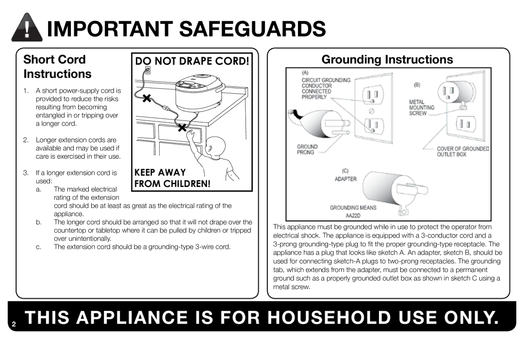 Aroma ARC-616sb instruction manual This Appliance is for Household USE only 