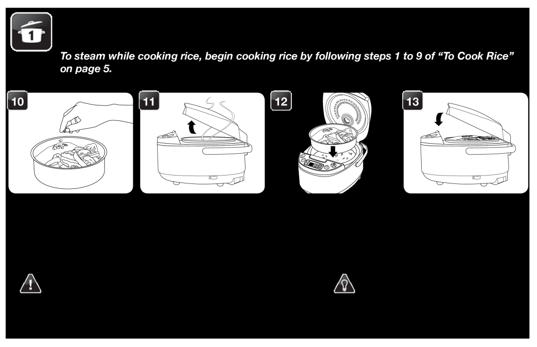 Aroma ARC-616sb instruction manual To Steam Food & Simultaneously Cook Rice 
