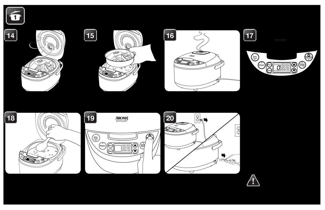 Aroma ARC-616sb instruction manual To Steam Food & Simultaneously Cook Rice Cont, in the rice cooker on, than 12 hours 