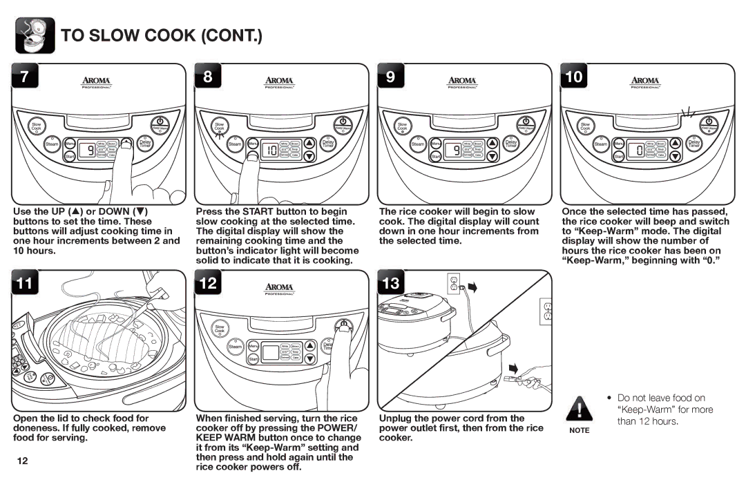 Aroma ARC-620SB manual To Slow Cook 