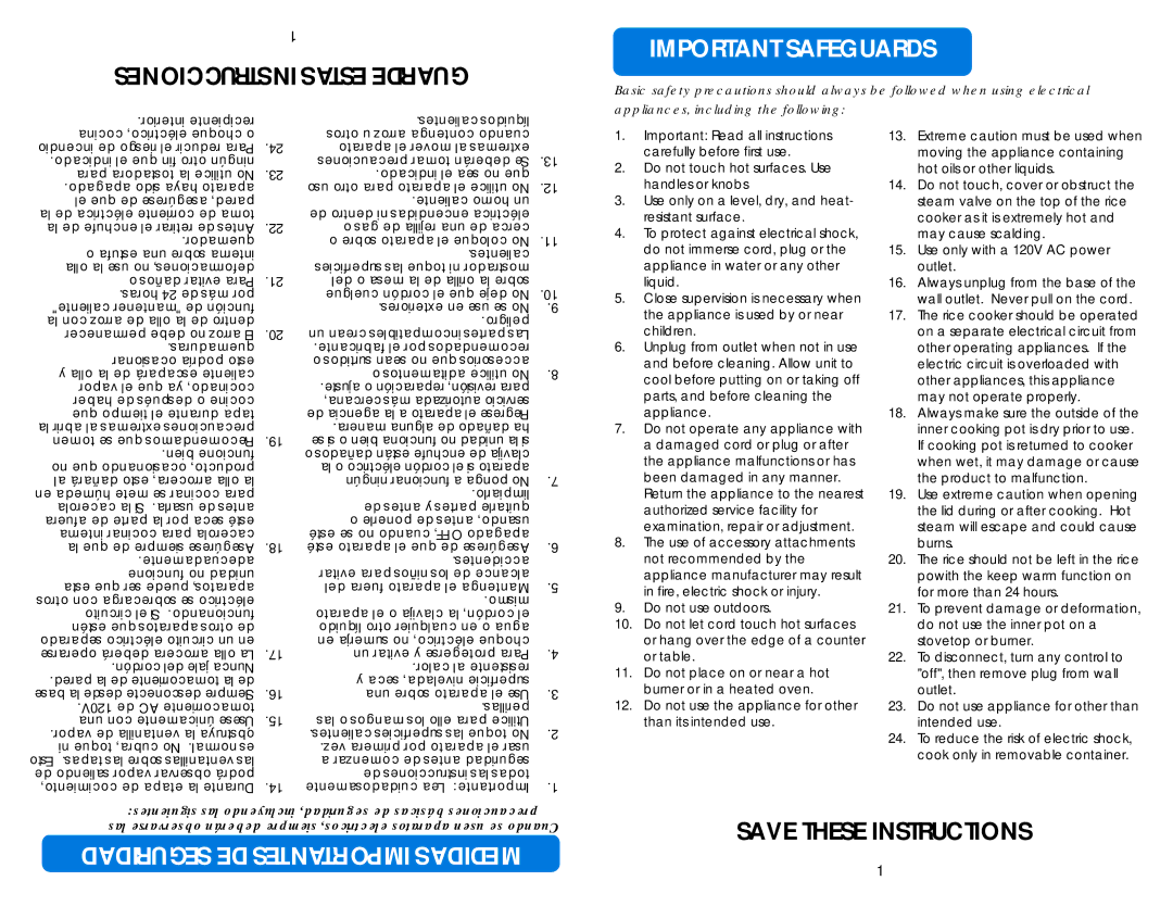 Aroma ARC-717-1NGR instruction manual MI P Important Safeguards 