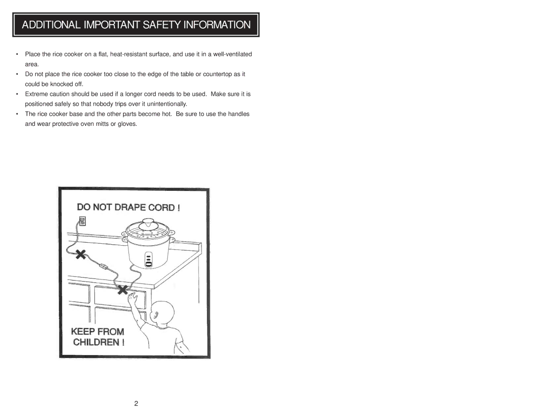 Aroma ARC-717-ING instruction manual Additional Important Safety Information 