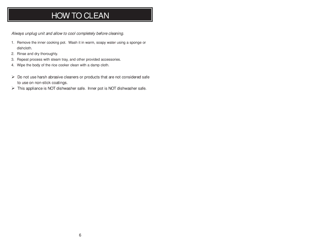 Aroma ARC-717-ING instruction manual HOW to Clean 