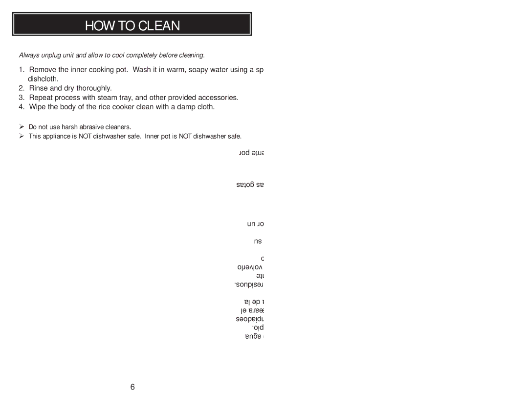 Aroma ARC-720-1G instruction manual HOW to Clean 